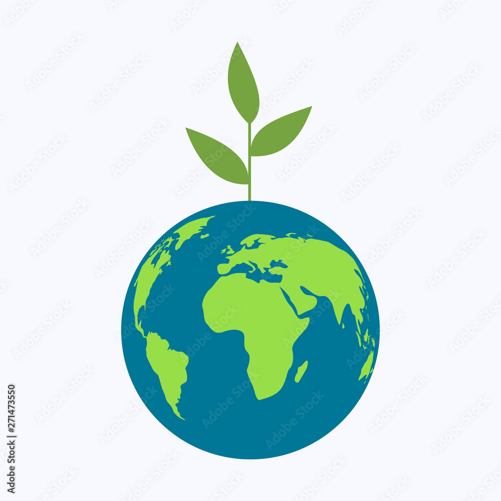 Earth day with world, eco friendly concept on white backgroud