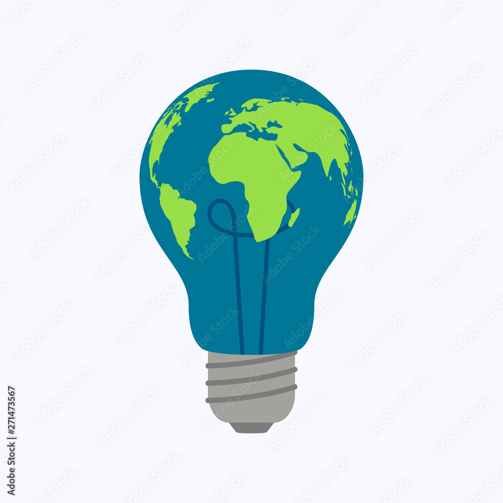 Light bulb world map on white background, vector illustration Light bulb world map on white background, vector illustration