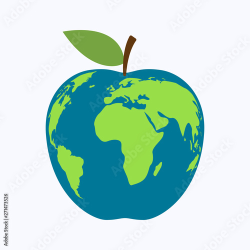 Apple world map on white background, vector illustration