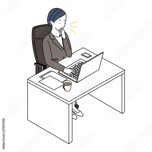 パソコン 気づく 女性 イラスト Stock Vector Adobe Stock