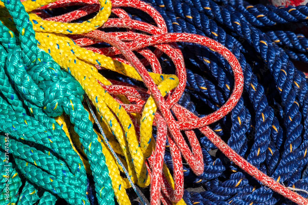 Many different colored ropes