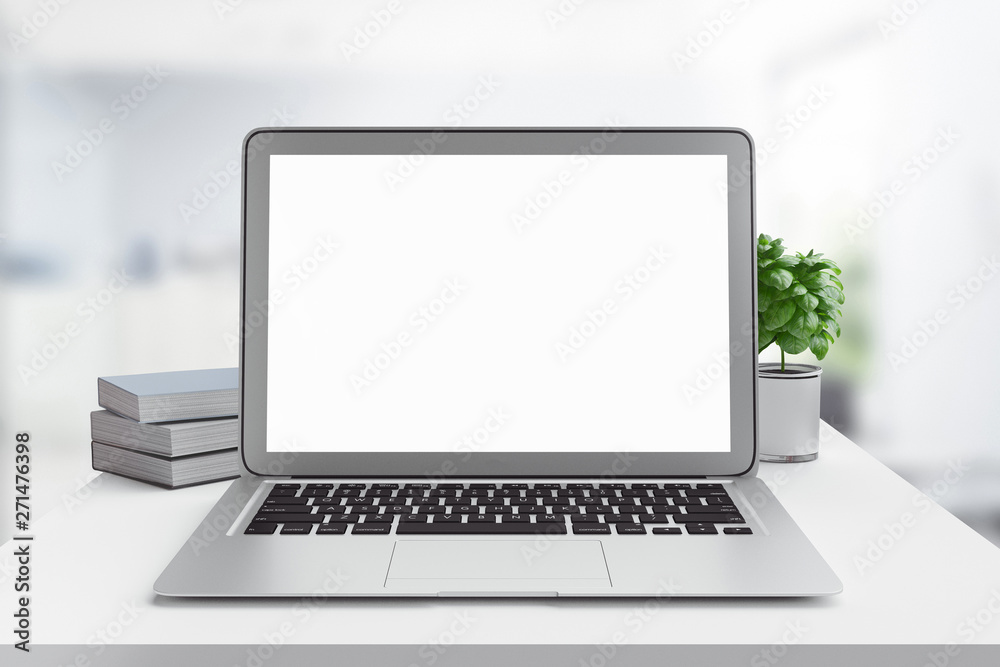 Computer, pc monitor on table in office Computer, pc monitor on table in office