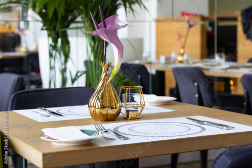Photography Budapest, Hungary - May 2019: Luxury cafe and restaurant interior