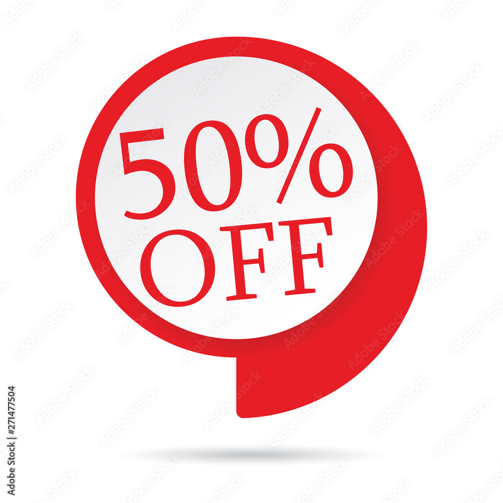 Sale of special offers. Discount with a price of 50. Ad with a red tag for an advertising campaign in retail on the day of purchase. Vector illustration. - Vector Sale of special offers. Discount with a price of 50. Ad with a red tag for an advertising campaign in retail on the day of purchase. Vector illustration. - Vector