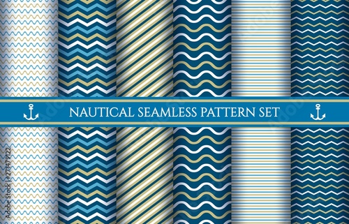 Boys nautical seamless patterns photo
