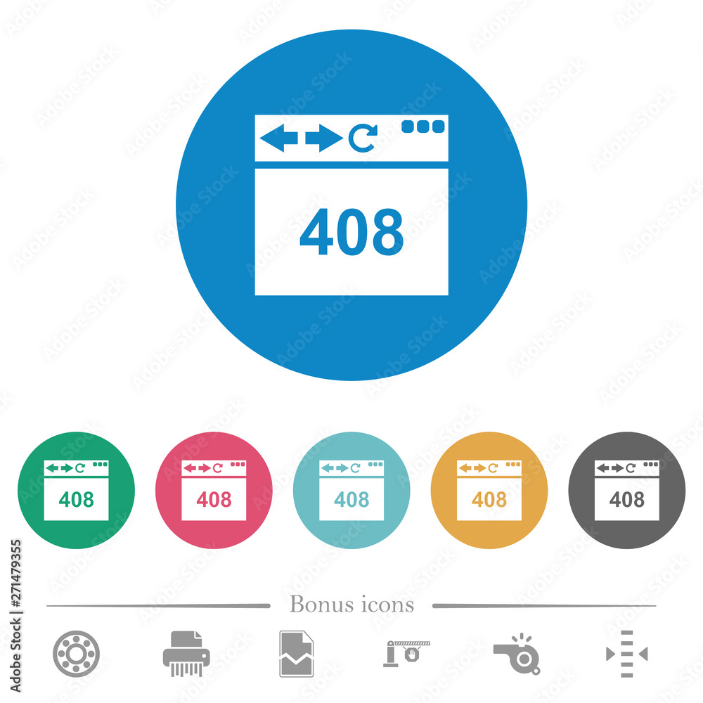 Browser 408 request timeout flat round icons Browser 408 request timeout flat round icons