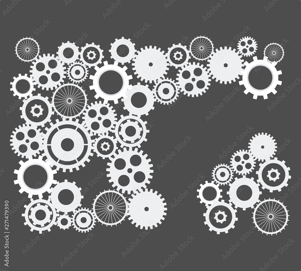 Cogs and gears. abstract background vector on isolated black background Cogs and gears. abstract background vector on isolated black background