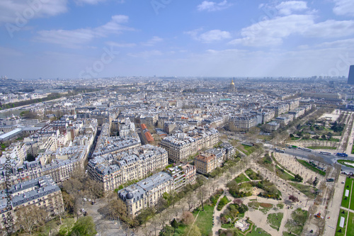Scenic aerial view of famous old touristic historic city Paris. Beautiful summer happy look of popular touristic ancient capital of France © Petr Zyuzin