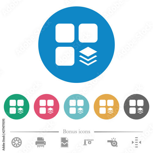 Multiple components flat round icons