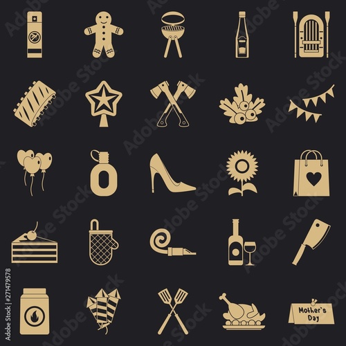 Family weekend icons set. Simple set of 25 family weekend vector icons for web for any design