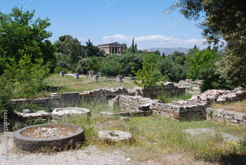 Athens, Greece / May 2019: The archaeological site of the Ancient Agora of Athens.