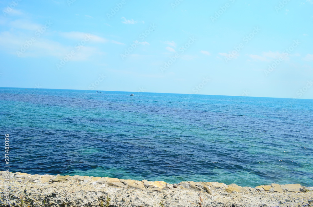 Crystal blue Black Sea in Bulgaria Nessebar island