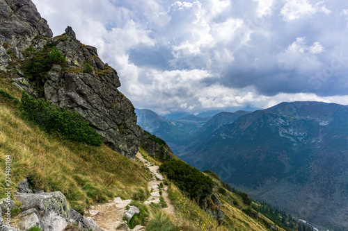 Mountain trail under the clouds in the Western Tatras.