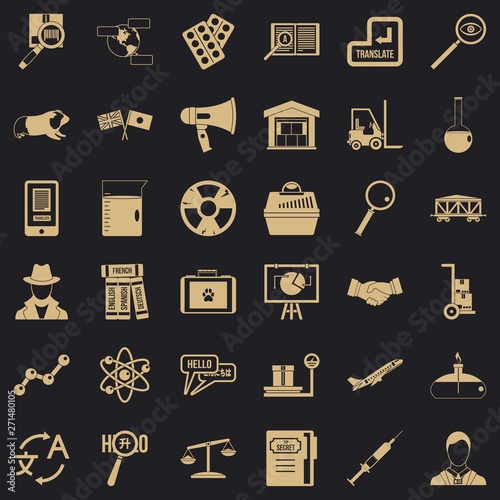 Scientific instrument icons set. Simple set of 36 scientific instrument vector icons for web for any design