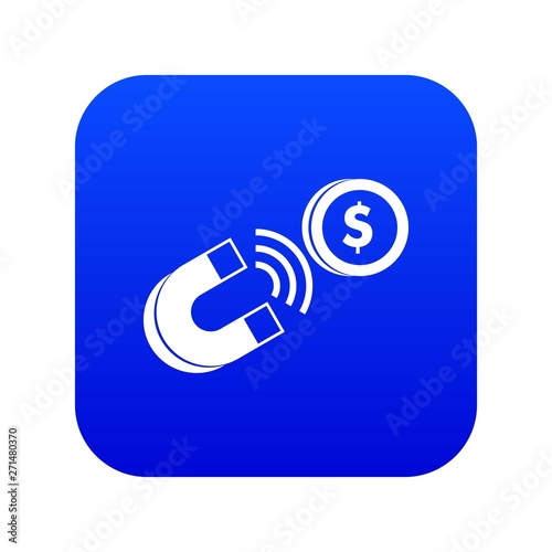 Magnet with coin icon digital blue for any design isolated on white vector illustration