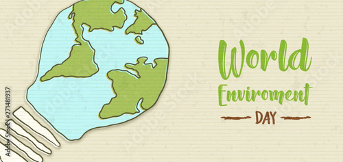 Environment Day banner of earth shape light bulb