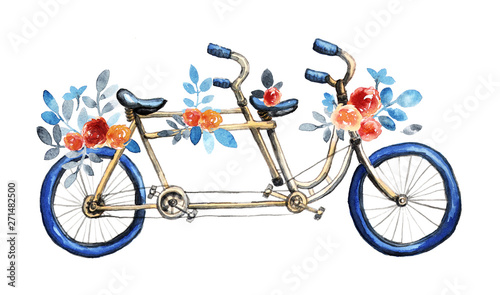 Watercolor tandem bicycle