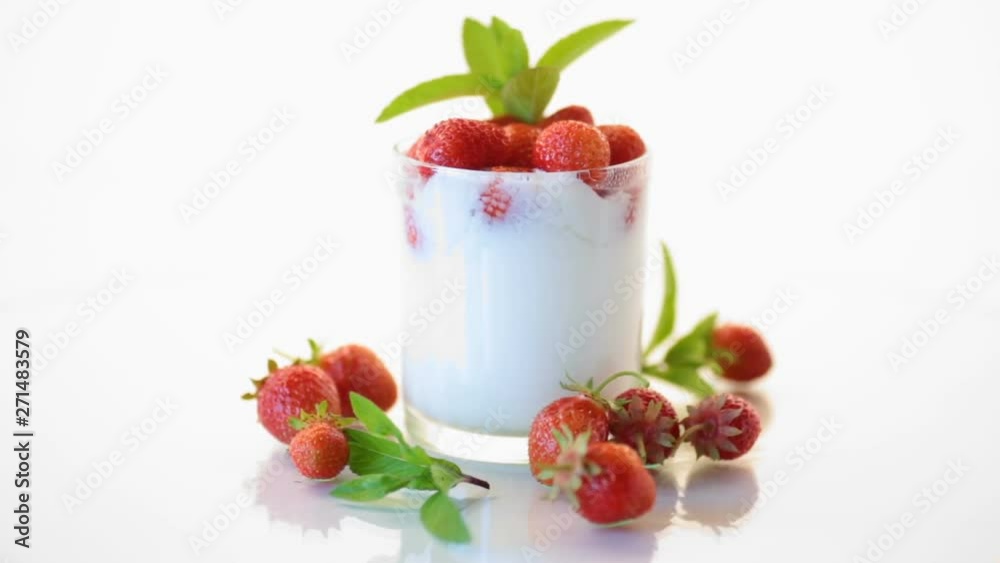 sweet homemade yogurt with fresh ripe strawberries sweet homemade yogurt with fresh ripe strawberries