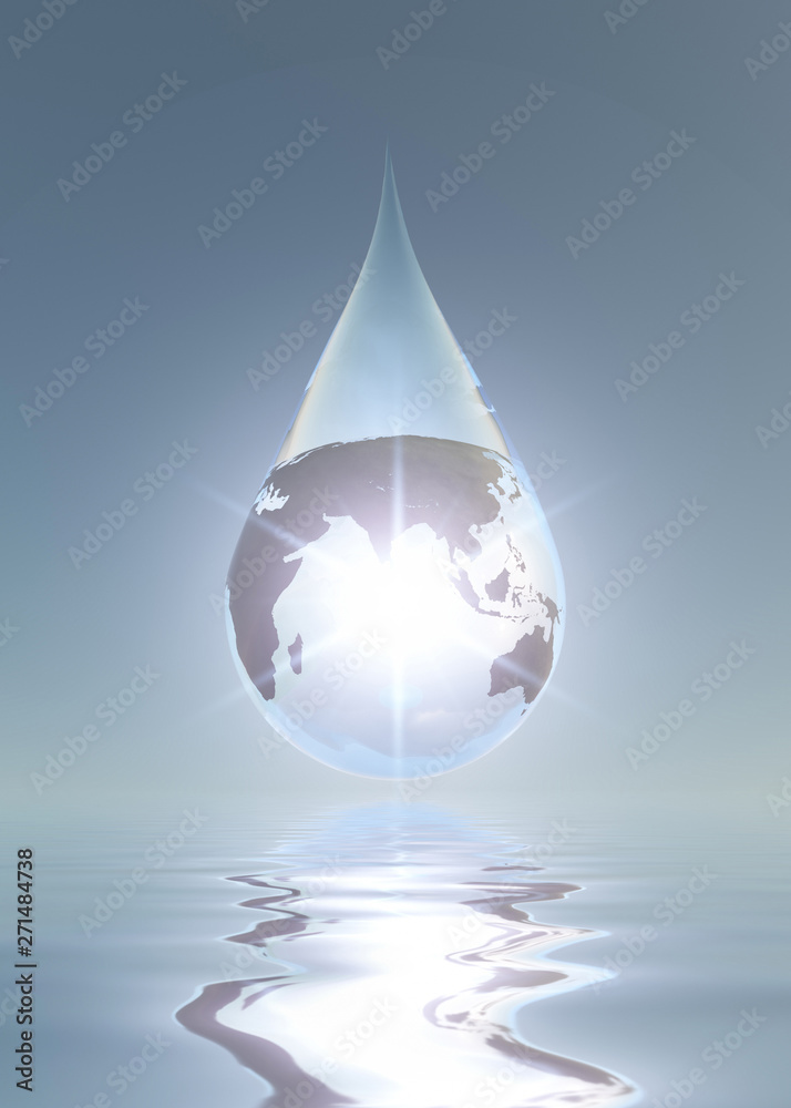 Obraz premium World in drop of water