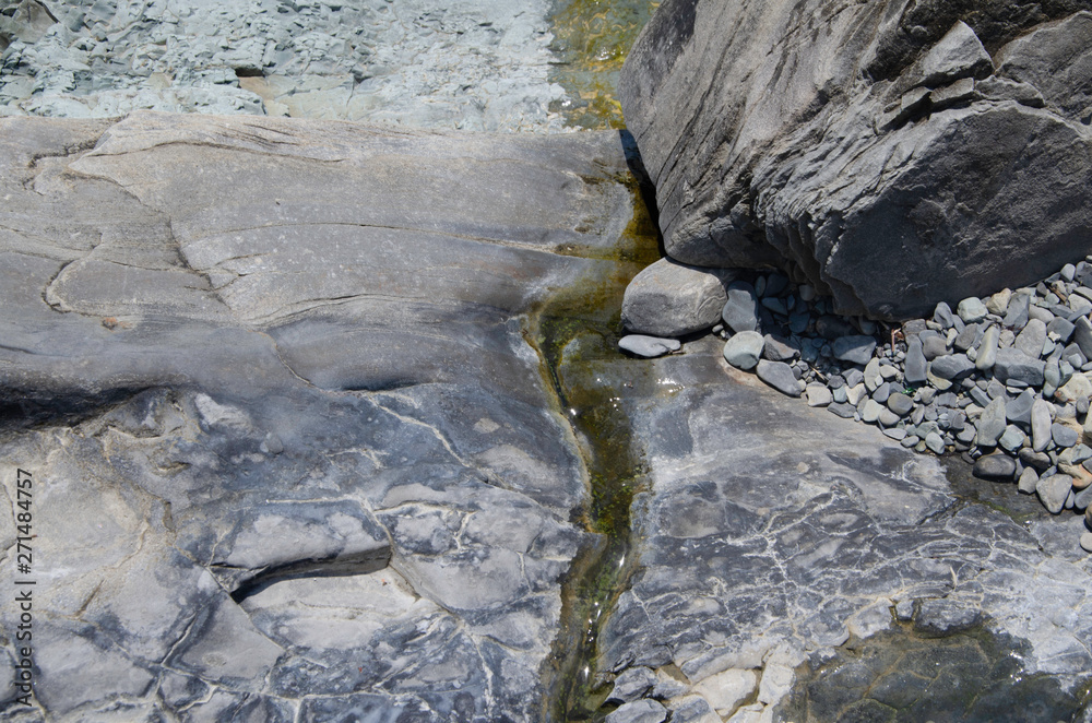 Sea stones on the beach.