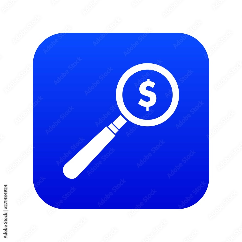 Magnifier icon digital blue for any design isolated on white vector illustration Magnifier icon digital blue for any design isolated on white vector illustration