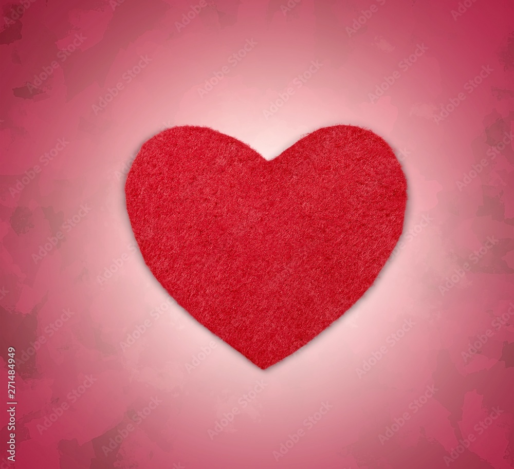 Red Heart Made of Fabric Isolated