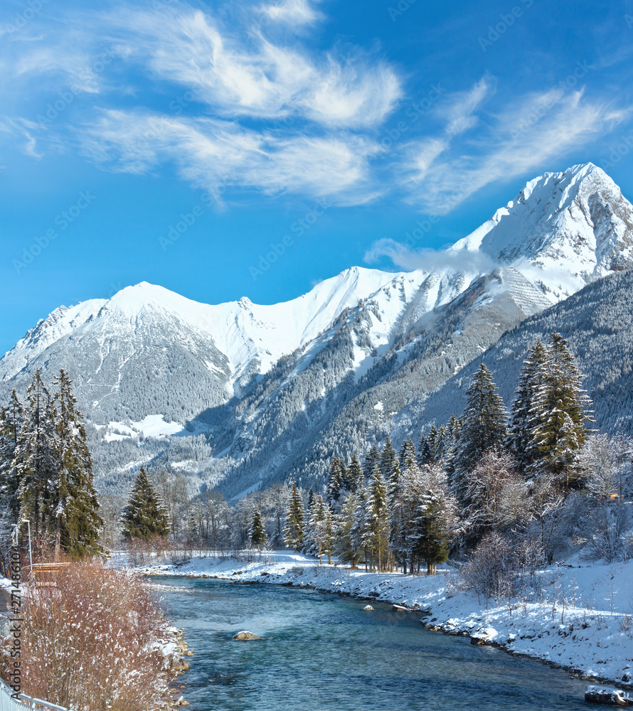 Winter mountain river, Austria, Tirol