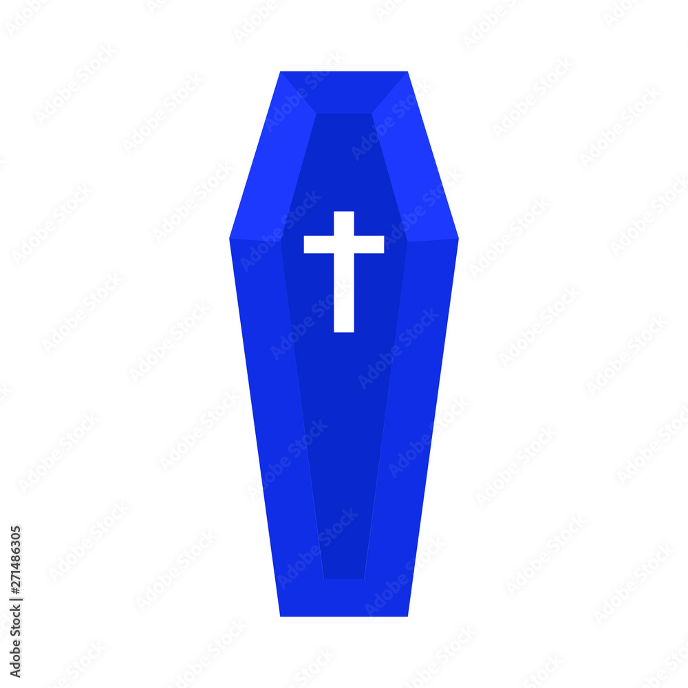 Blue casket with cross rip vector symbol Blue casket with cross rip vector symbol