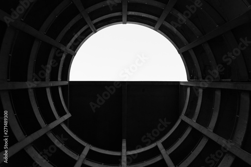 Black and White Abstract Geometric Background. Copy Space for Yin and Yang. Light and Dark Concept. Heaven and Hell. Art and Architecture