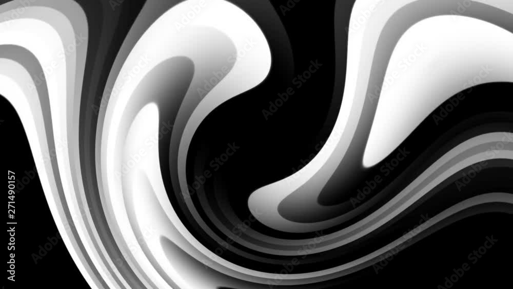 4k abstract background animation of curved white and black moving ...