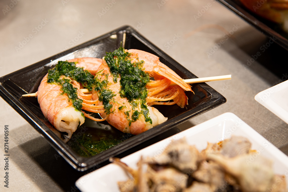 Food plates with delicious seafood Food plates with delicious seafood