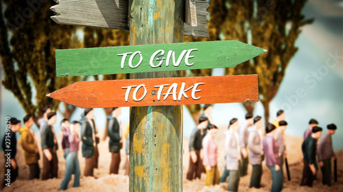 Street Sign to TO GIVE versus TO TAKE