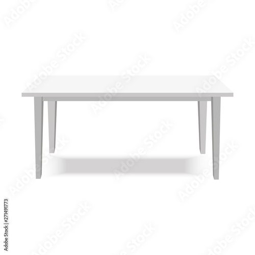 Realistic white table on white background. Vector