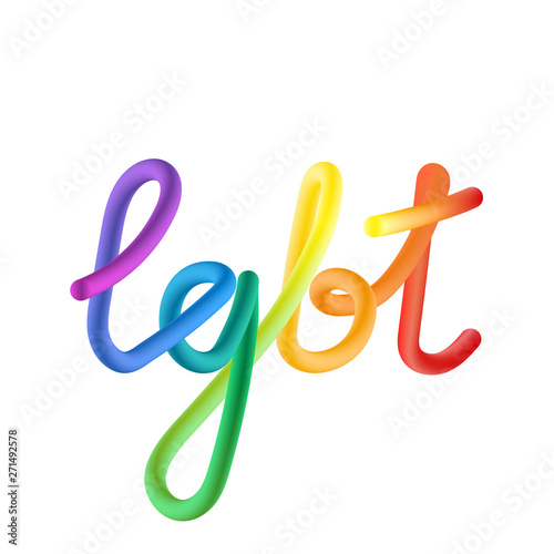 vector 3d lettering of the LGBT community in the colors of the rainbow flag