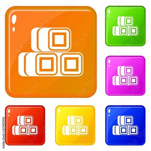 Hay bundles icons set collection vector 6 color isolated on white background