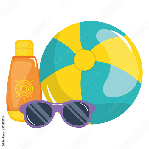 beach balloon with solar blocker and sunglasses