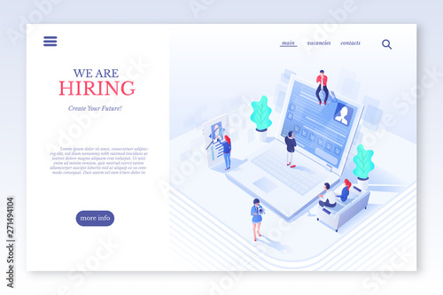 Hiring website page flat vector template