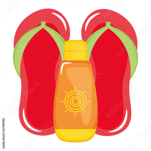 solar blocker bottle with flip flops