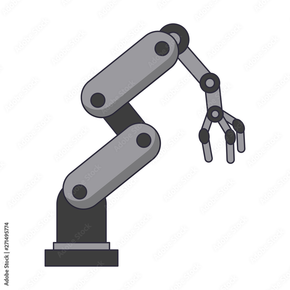 robotic arm icon cartoon isolated