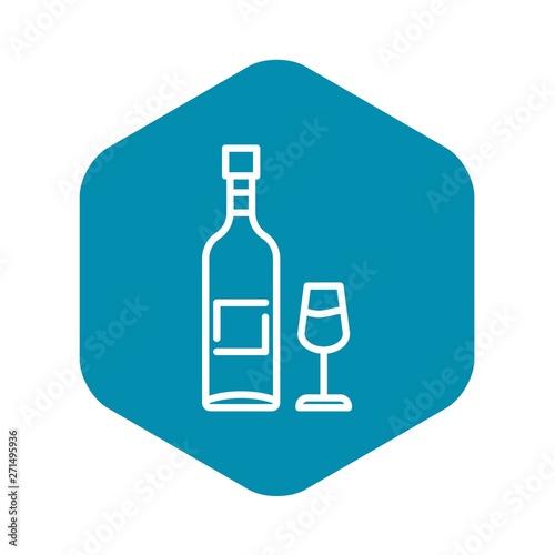 Wine bottle glass icon. Outline wine bottle glass vector icon for web design isolated on white background