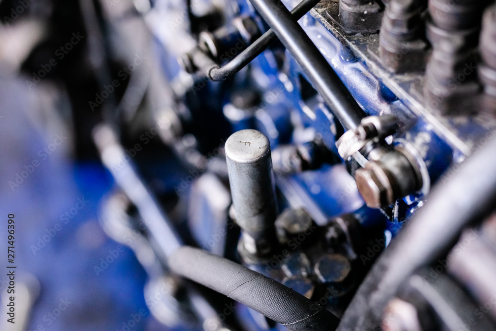 Mechanic opened the locking valve mechanism. Disassemble engine block vehicle. Old motor capital repair. Car service concept Mechanic opened the locking valve mechanism. Disassemble engine block vehicle. Old motor capital repair. Car service concept
