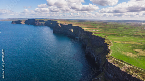 Aerial shot of the cliffs of moher