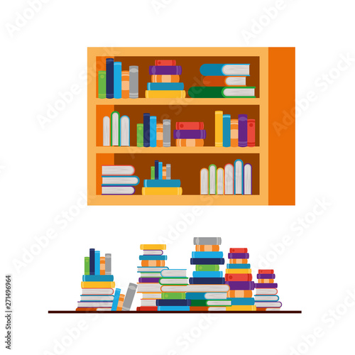 shelving with books in white background