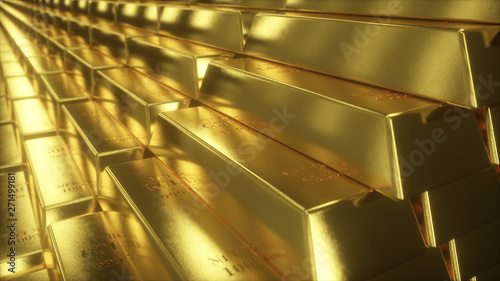 3d illustration of stairs made of gold bars or bullions. Success or getting rich concepts