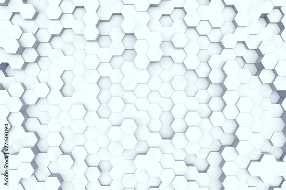Random waving motion abstract background from hexagon geometric surface loop: light bright clean minimal hexagonal grid pattern, canvas in pure wall architectural white. 3d illustration Random waving motion abstract background from hexagon geometric surface loop: light bright clean minimal hexagonal grid pattern, canvas in pure wall architectural white. 3d illustration