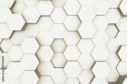 Random waving motion abstract background from hexagon geometric surface loop  light bright clean minimal hexagonal grid pattern  canvas in pure wall architectural white. 3d illustration