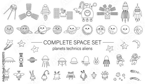 Big vector set of space elements for children