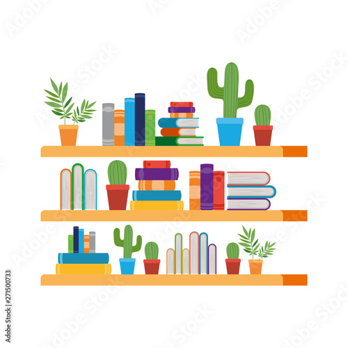 shelving with books in white background
