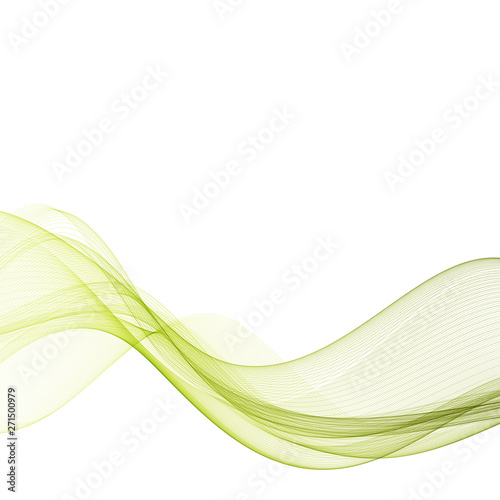  Green abstract horizontal wave on white background