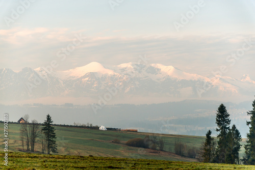 Tatra Mountain veiw from pass over Lapszanka pointveiw